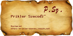 Prikler Szecső névjegykártya